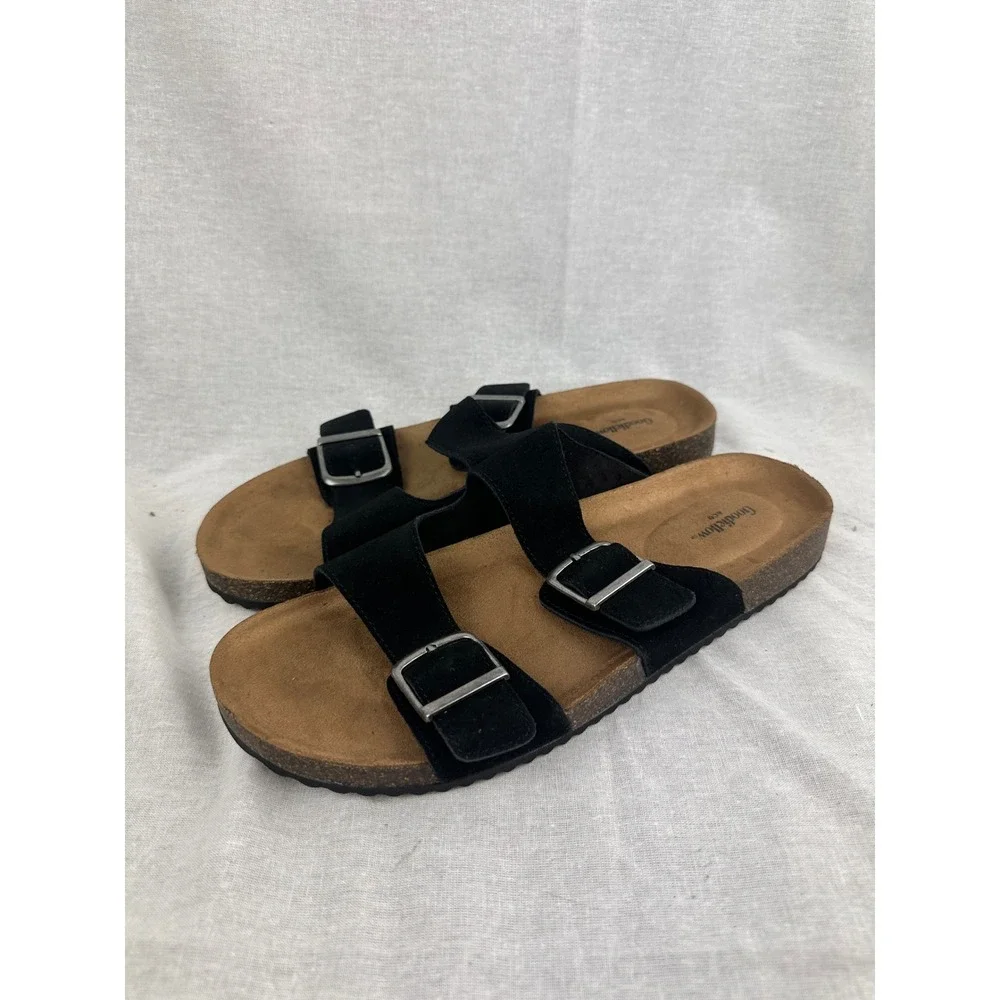 Goodfellow & Co Mens‎ Black Double Strap Buckle Slide Sandals Size 10 NEW